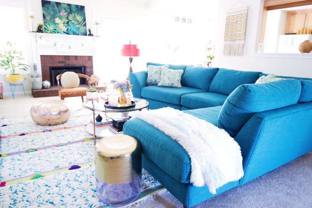 color filled living room