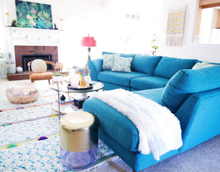 color filled living room