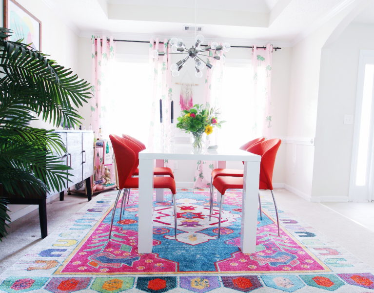 Mid-century Glam Color Filled Dining Room Refresh