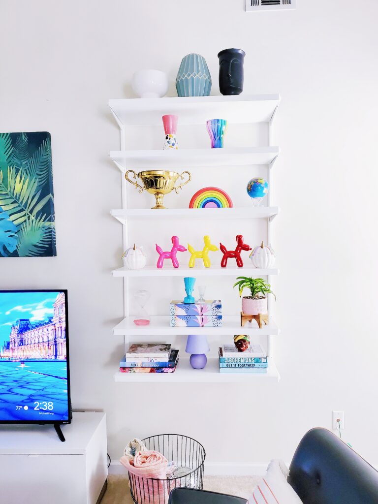 White floating shelves